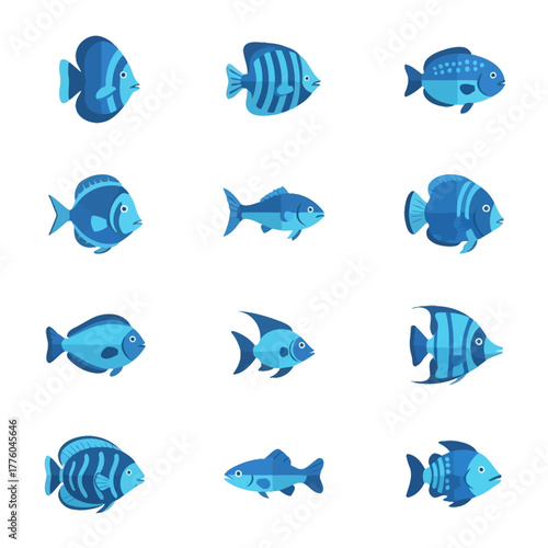 Group of Blue Tropical Fish
