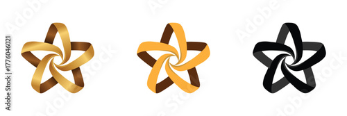 Ribbon Star Logo Pack – Elegant Twisted Icons in Gold, Orange & Black Variants