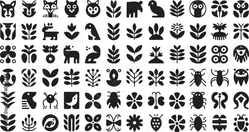 Minimalist Nature and Wildlife Icon Collection