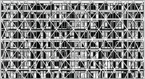 Abstract geometric wall structure architecture vector line art illustration.