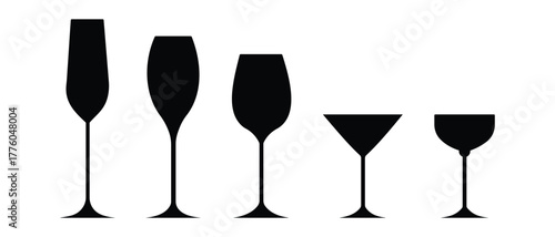 Classic wine glass icon vector. Glass of champagne vector. Drinking and Wine Glass glyph icon. Wineglass, symbol, logo. Vector illustration.