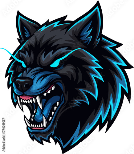 fierce wolf head mascot logo