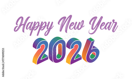 New Year 2026 — 3D Gradient Typography