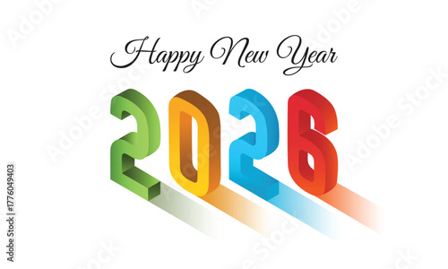 New Year 2026 — 3D Gradient Typography
