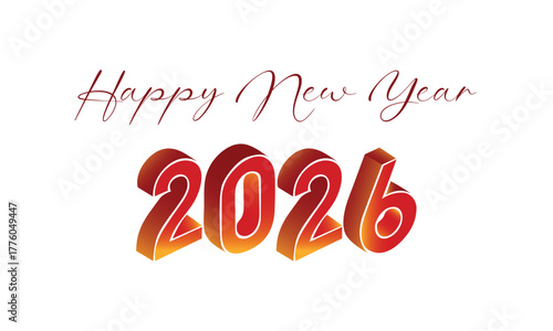 New Year 2026 — 3D Gradient Typography