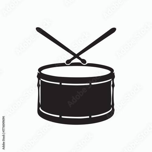 Drum with drumsticks isolated on white background
