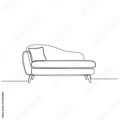 Chaise sofa drawing in minimalist single-line style