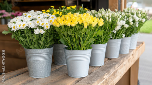 Wallpaper Mural Fresh cut flowers in buckets display vibrant colors and natural beauty Torontodigital.ca