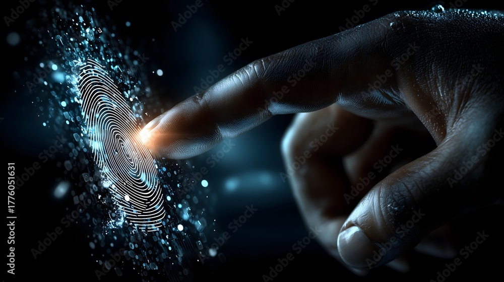 Fototapeta premium Biometric fingerprint scan technology