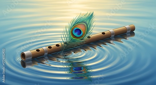 Khrisna Flute with majestic background, made by Ai
