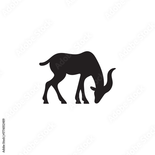Grazing Goat Silhouette Vector Icon