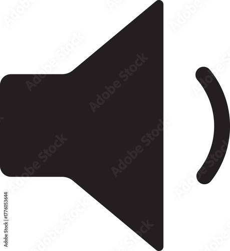 Volume Icon. Loudspeaker Mute and unmute volume sound flat vector icons for video apps and websites. Speaker volume icon -audio voice sound symbol media music. Simple black line flat glyph vector.