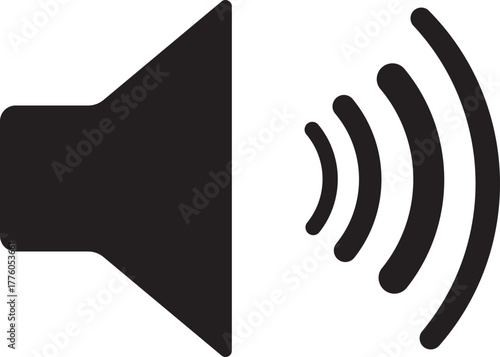 Volume Icon. Loudspeaker Mute and unmute volume sound flat vector icons for video apps and websites. Speaker volume icon -audio voice sound symbol media music. Simple black line flat glyph vector.