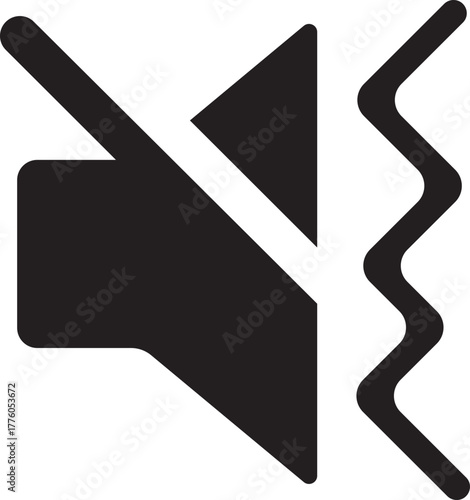 Volume Icon. Loudspeaker Mute and unmute volume sound flat vector icons for video apps and websites. Speaker volume icon -audio voice sound symbol media music. Simple black line flat glyph vector.