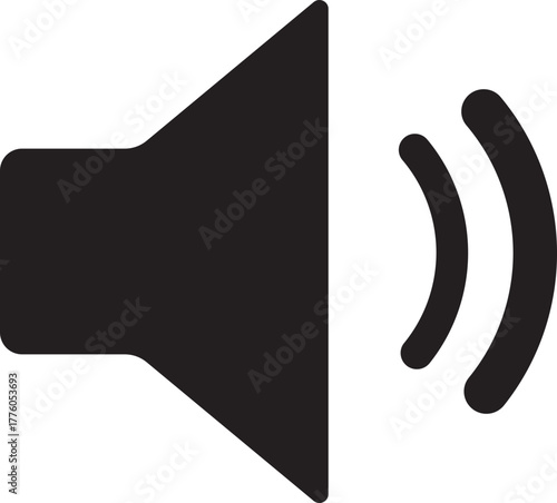Volume Icon. Loudspeaker Mute and unmute volume sound flat vector icons for video apps and websites. Speaker volume icon -audio voice sound symbol media music. Simple black line flat glyph vector.