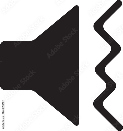 Volume Icon. Loudspeaker Mute and unmute volume sound flat vector icons for video apps and websites. Speaker volume icon -audio voice sound symbol media music. Simple black line flat glyph vector.