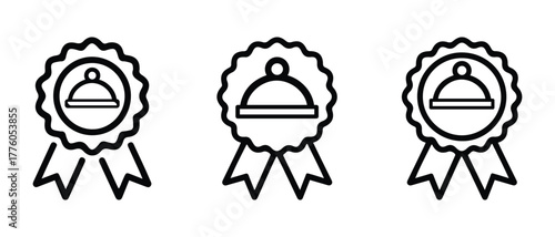 Food quality award icon set, best restaurant badge vector symbol