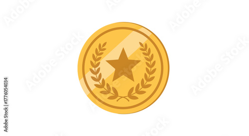 A golden coin with a star and laurel wreath emblem, symbolizing achievement and reward