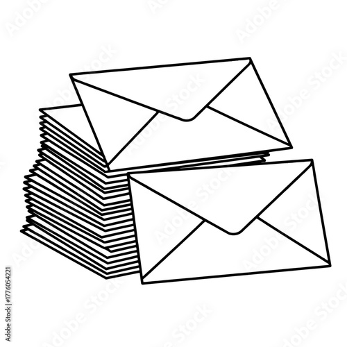 Stack of  envelopes arranged in a neat pile  