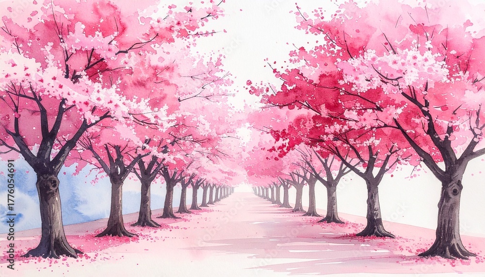 Naklejka premium 春の水彩イラスト(桜)