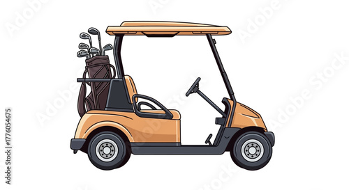 Golf Cart Illustration A Cartoon Representation of a Golfing Vehicle for Recreational Activities