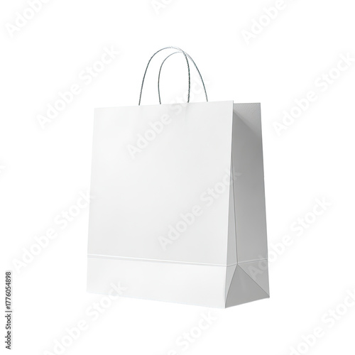 Wallpaper Mural Plain white paper shopping bag with twisted-wire handles, standing upright against a black background Torontodigital.ca