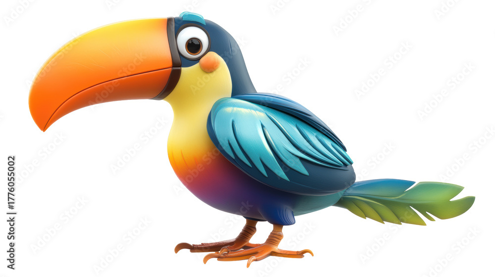 Fototapeta premium Cute toucan character with orange beak