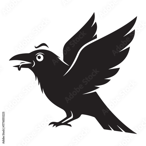 Wallpaper Mural A black crow with wings spread open wide colouring page Torontodigital.ca