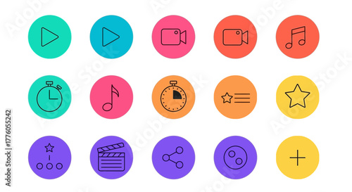 Colorful media app icons, perfect for social media content and interfaces design