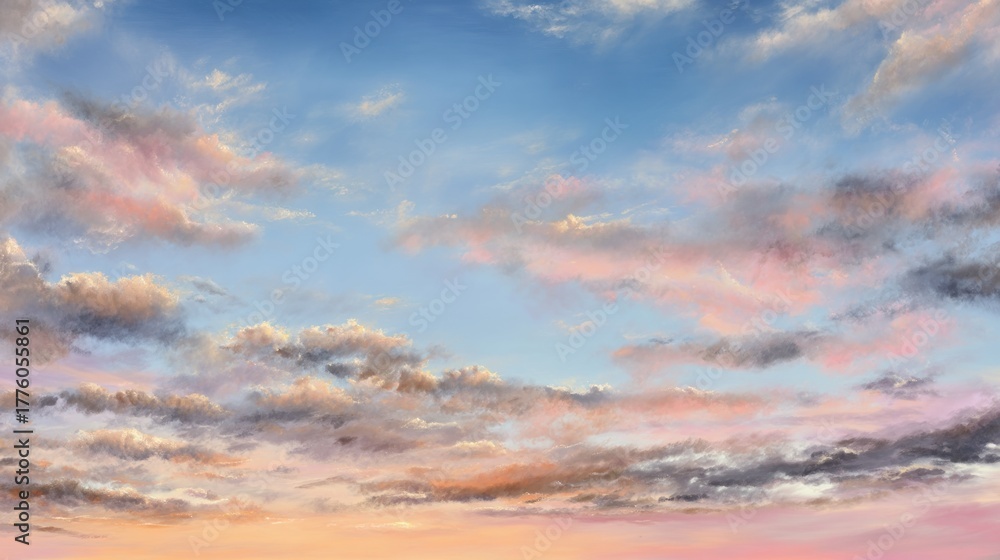 Obraz premium Colorful sky with fluffy clouds