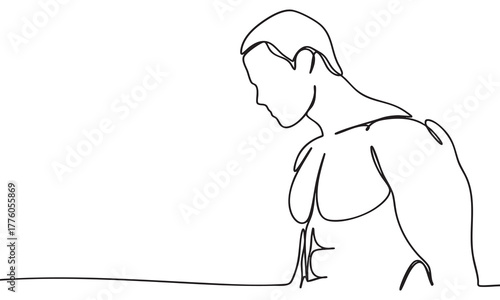 Continuous Line Drawing of a Muscular Male Torso