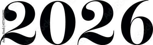 The year 2026 elegantly rendered in textured black font vector