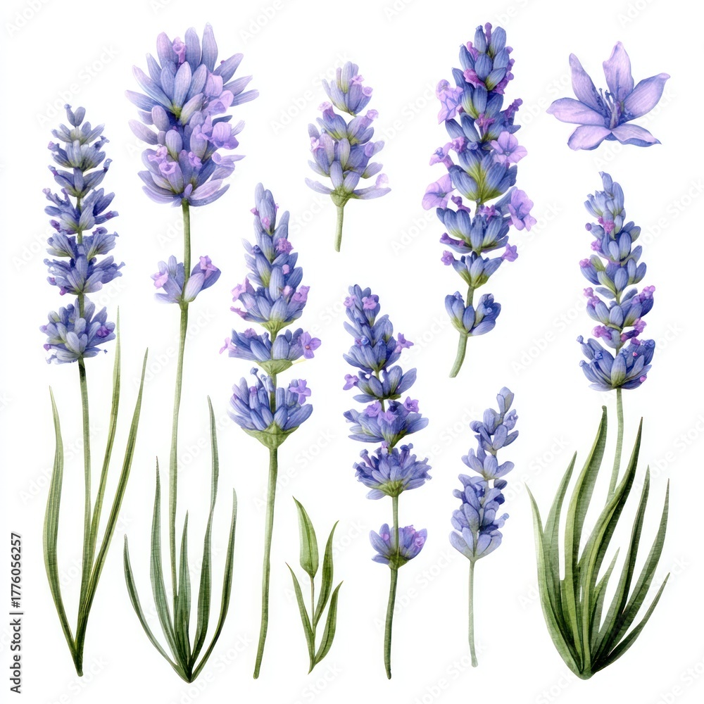 Fototapeta premium Watercolor illustration of lavender flowers