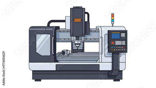 CNC Milling Machine Illustration Precision, Manufacturing, and Industrial Technology