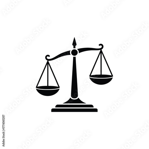 Black and White Silhouette of a Balance Scale Depicting Law and Justice