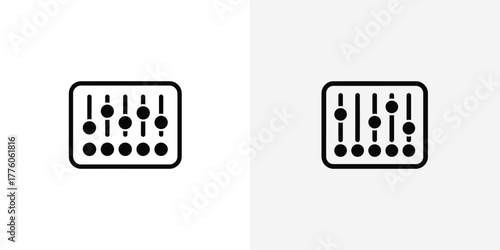 Black Icon Featuring Sound Mixer Console with Faders, Presented in Two Instances