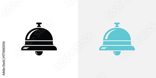 Dual Notification Bell Icon Set Black and Teal on Contrasting Backgrounds