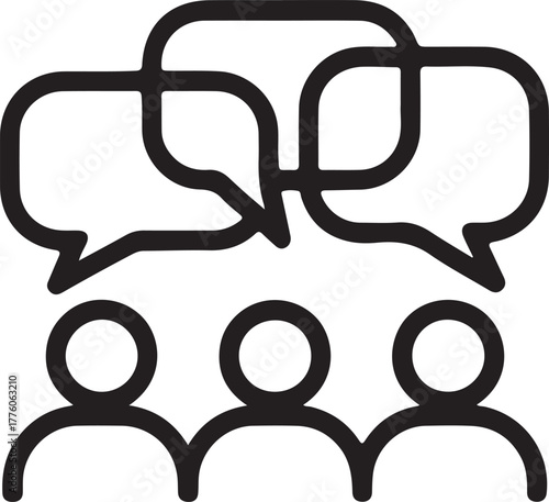 Collaboration Communication Team Discussion People Group Forum Conversation Meeting Speech Bubble Social Network Icon Vector