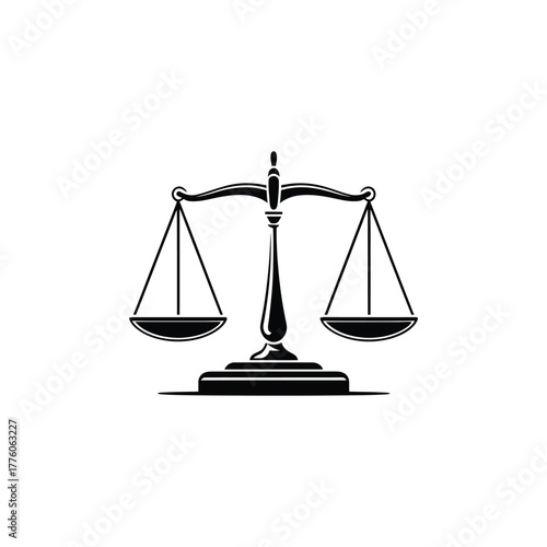 Elegant Black and White Scales of Justice Symbol with Detailed Stand Design