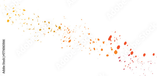 Orange watercolor splatter on white background with artistic gradient effect. Abstract paint splash texture ideal for backgrounds, posters, and modern creative projects. Perfect for design, print,