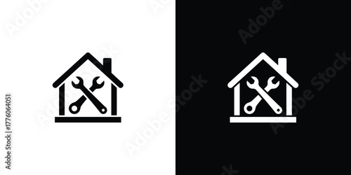 House Structure with Two Crossed Wrenches Inside Transparent Background
