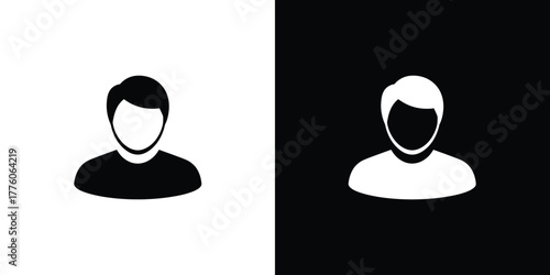 Inverted Black and White Person Icon Set User Profile Symbol Elements
