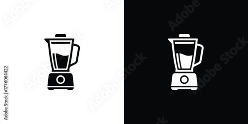 Isolated Blender Icon in Black and White Kitchen Appliance Silhouette Illustration Style Design