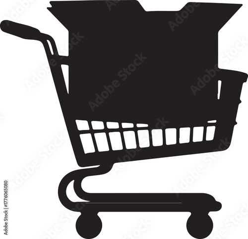 Shopping Cart Box Delivery Transportation Store Business Commerce Retail Purchase Trolley Cart Design