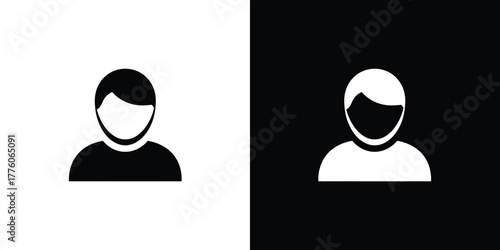 Man Silhouette Icons on White and Black Backgrounds for User Interface Design