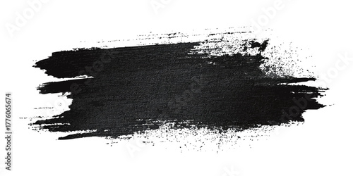Black textured brush stroke with scattered dots on white background vector