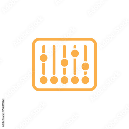 Orange Audio Mixer Console with Sliders and Knobs Minimalist Illustration