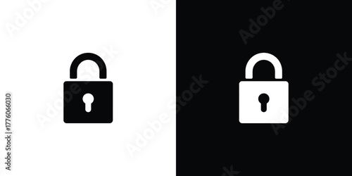 Padlock Icons Black Silhouette on White and White Silhouette on Black