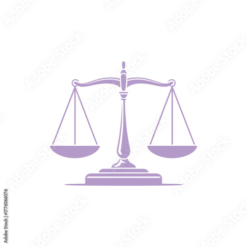 Pastel Purple Scales of Justice Icon Against White Background Symbolizing Law