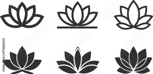 Lotus Flower Icon Set – Minimal & Silhouette Variations for Wellness & Branding